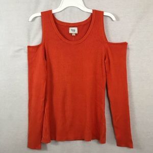 ECI New York Cold Shoulder Ribbed Top Sweater